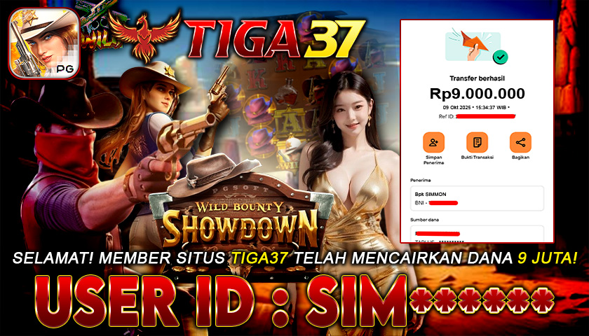 Tiga37 Jackpot Slot Wild Bounty Showdown Menang Rp 9.000.000,- Lunas