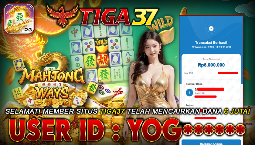 Tiga37 Jackpot Slot Mahjong Ways Menang Rp 6.000.000,- Lunas
