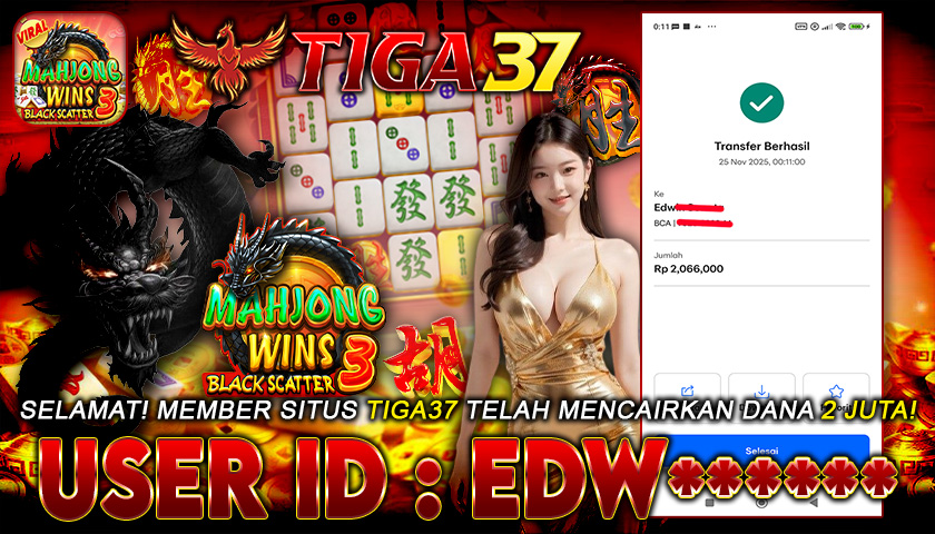 Tiga37 Jackpot Slot Mahjong Wins: Black Scatter 3 Menang Rp 2.066.000,- Lunas