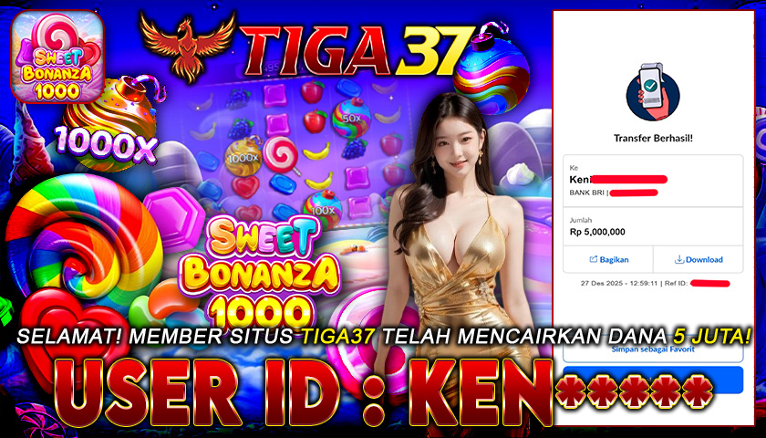 Tiga37 Jackpot Slot Sweet Bonanza 1000 Menang Rp 5.000.000,- Lunas