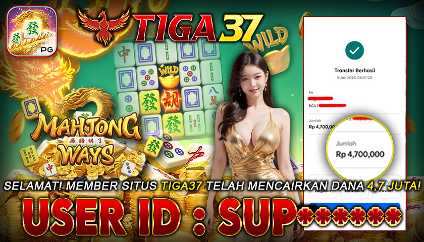 Tiga37 Jackpot Slot Mahjong Ways Menang Rp 4.700.000,- Lunas