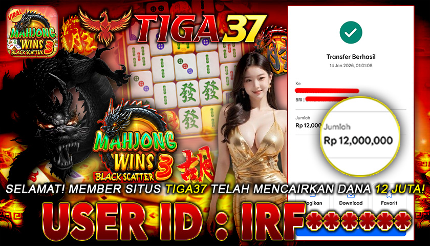 Tiga37 Jackpot Slot Mahjong Wins 3 Black Scatter Menang Rp 12.000.000,- Lunas