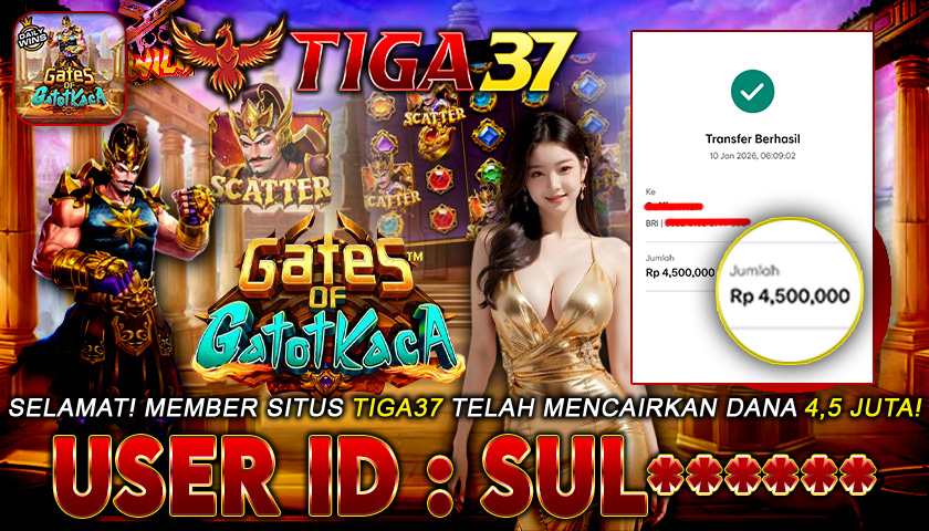 Tiga37 Jackpot Slot Gates of Gatot Kaca 1000 Menang Rp 4.500.000,- Lunas