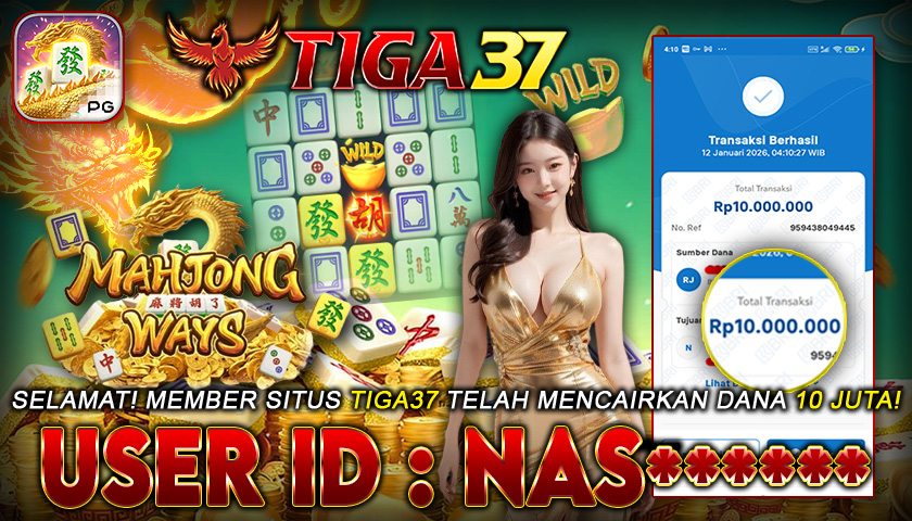 Tiga37 Jackpot Slot Mahjong Ways Menang Rp 10.000.000,- Lunas